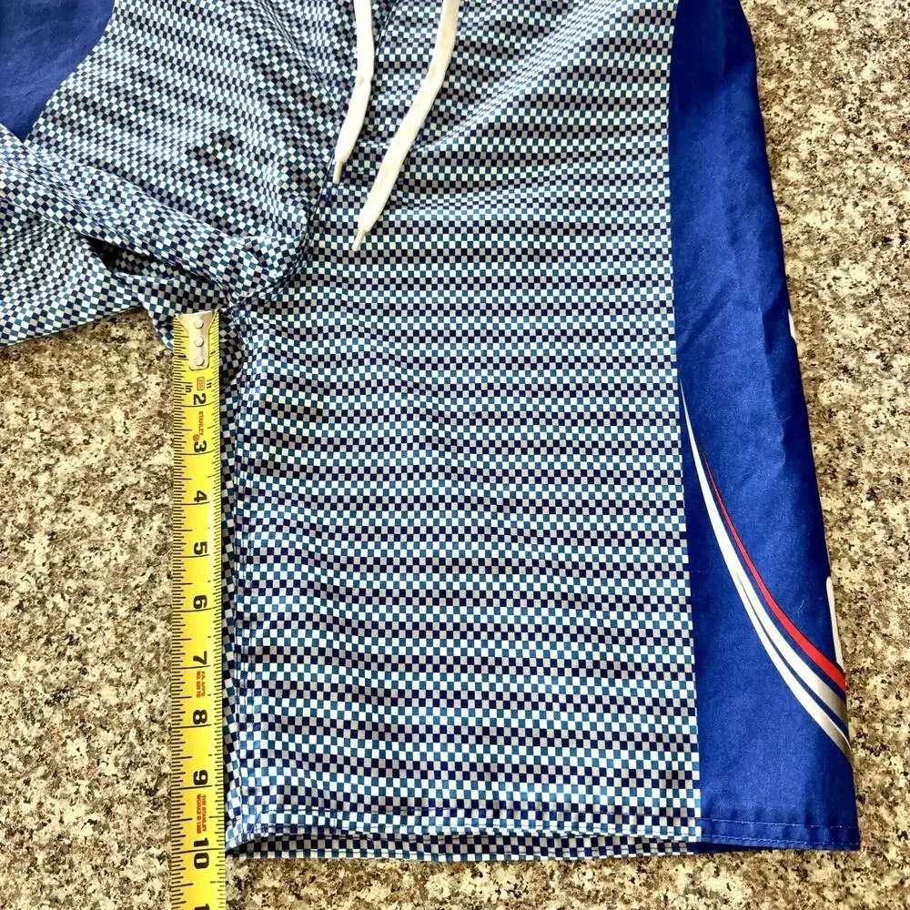 Bud Light Board Shorts Mens Size 30 Blue Checkered Swim Trunks Surf Beach Light